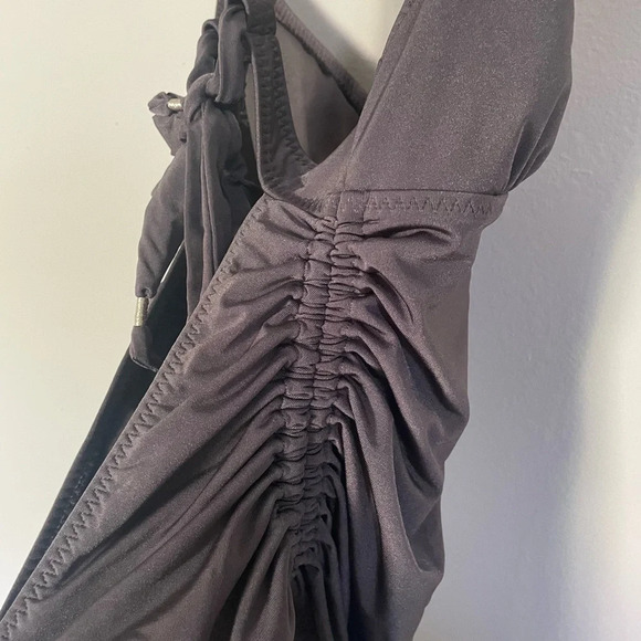 Athleta Aqualuxe one piece Ruched Tie Back Gray Full Coverage Medium - Picture 6 of 10